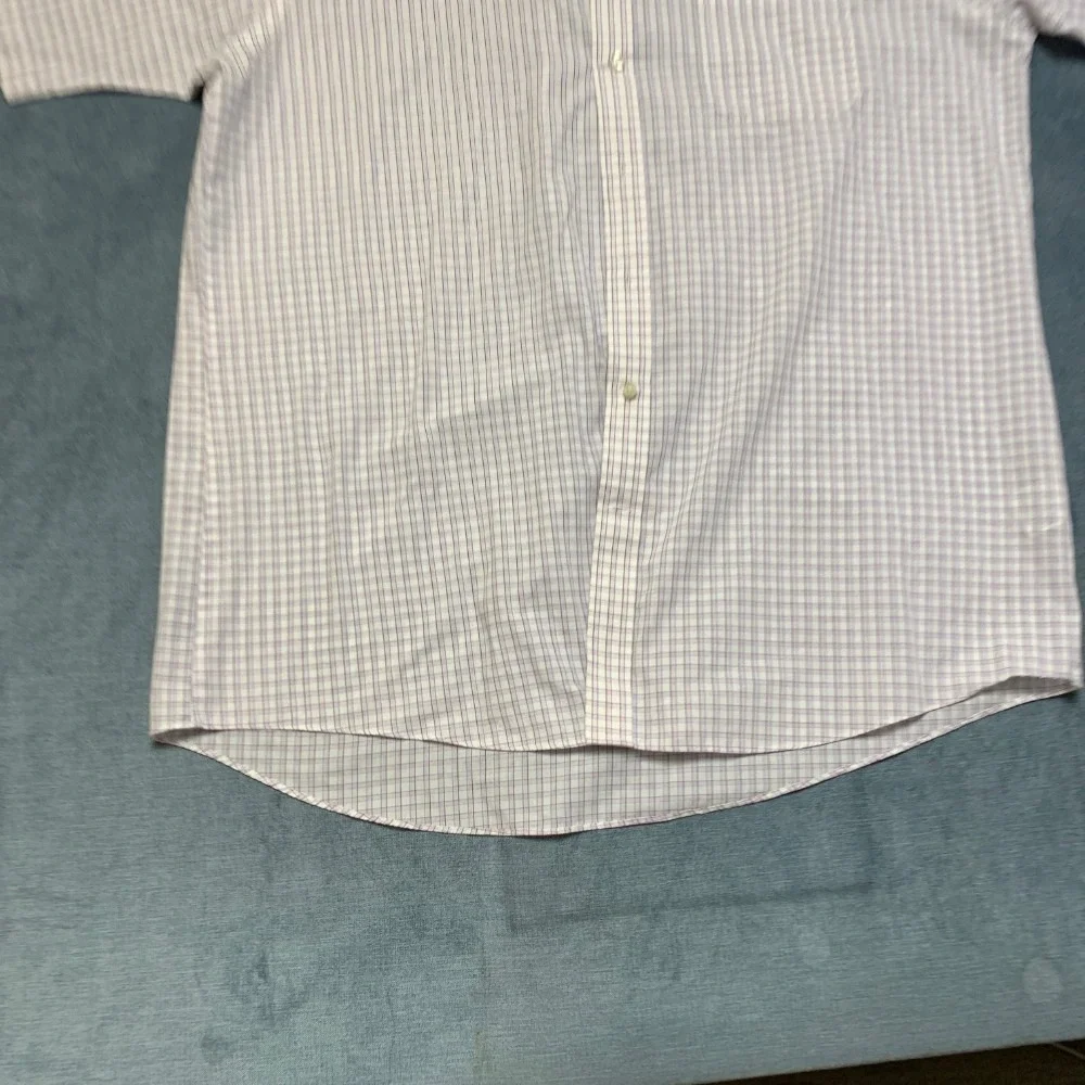 Stafford Essentials Dress Shirt Mens 17.5 Multicolor Plaid Regular Fit Business